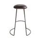 26 Inch Modern Counter Height Stool Genuine Leather Upholstery Metal Frame Baseball Stitching Black By The Urban Port UPT-266369