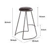 26 Inch Modern Counter Height Stool Genuine Leather Upholstery Metal Frame Baseball Stitching Black By The Urban Port UPT-266369