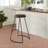 26 Inch Modern Counter Height Stool, Genuine Leather Upholstery, Metal Frame, Baseball Stitching, Black By The Urban Port