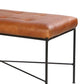39 Inch Rectangular Accent Bench Genuine Leather Seating Tufted Tan Brown Black By The Urban Port UPT-266375