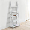 Iza 70 Inch Rubberwood Ladder Bookshelf, 5 Tier Storage, A Shaped Frame, White By The Urban Port