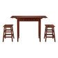 3 Piece Breakfast Table Set with Double Drop Leaf and Wooden Seating Walnut Brown By The Urban Port UPT-266391