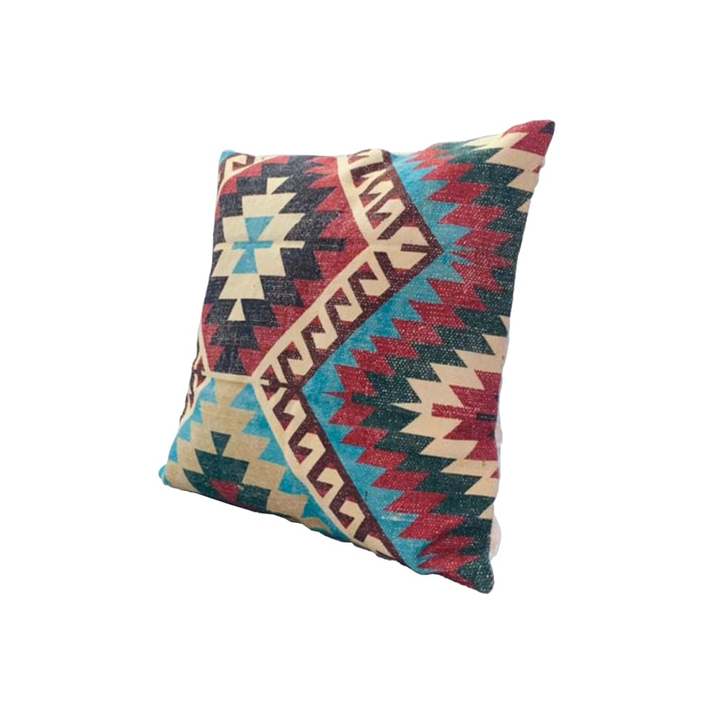 24 x 24 Square Cotton Accent Throw Pillow, Western Tribal Pattern, Multicolor By The Urban Port