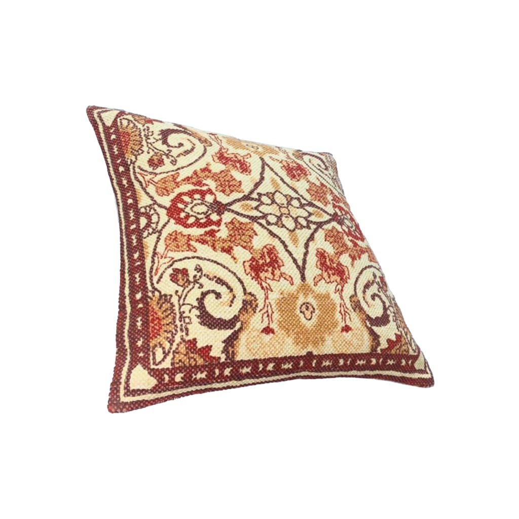 18 x 18 Square Cotton Accent Throw Pillow Scrolled Floral Pattern Multicolor By The Urban Port UPT-268959