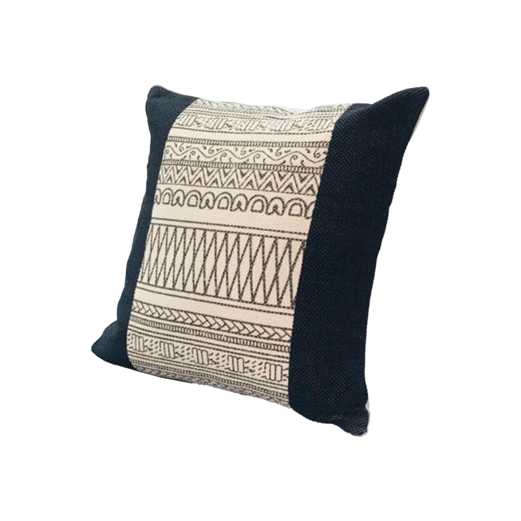 18 x 18 Square Cotton Accent Throw Pillow, Aztec Inspired Linework Pattern, Off White, Gray By The Urban Port