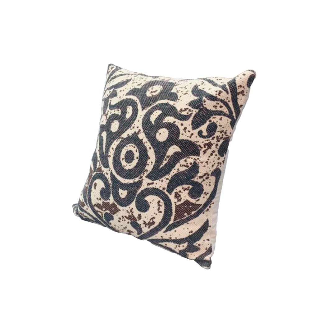 18 x 18 Square Accent Throw Pillow, Knife Edge, Damask Print, Soft Polyester Filler, Cream, Blue By The Urban Port