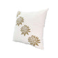 18 x 18 Square Accent Pillow, Soft Cotton Cover, Printed Lotus Flower, Polyester Filler, Gold, White By The Urban Port