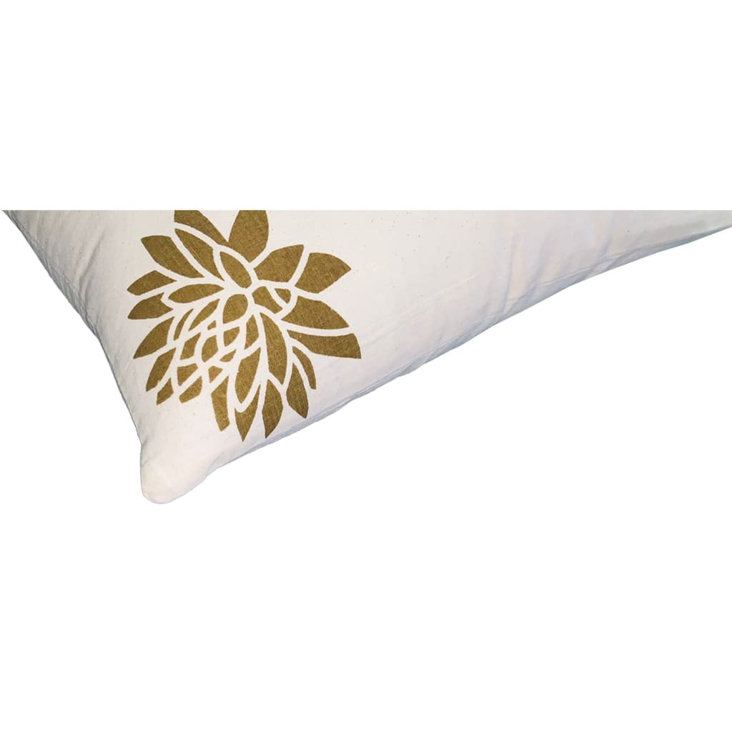 18 x 18 Square Accent Pillow Soft Cotton Cover Printed Lotus Flower Polyester Filler Gold White By The Urban Port UPT-268971