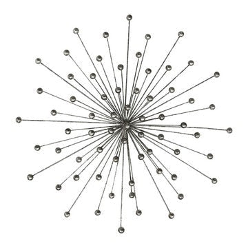 28 Inch Round Iron Sunburst Wall Decor Spokes Ball Accent Silver By The Urban Port UPT-270547