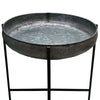 26 Inch Wide Round Tray Planter Galvanized Iron Frame X Shape Base Gray Black By The Urban Port UPT-270549