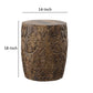 14 Inch Round End Table with Damask Carved Pattern and Wooden Frame Walnut Brown By The Urban Port UPT-270559
