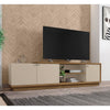 76.77 Inch Wooden TV Stand with 3 Doors and Grain Details Brown and Off White By The Urban Port UPT-271302