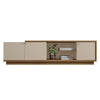 76.77 Inch Wooden TV Stand with 3 Doors and Grain Details Brown and Off White By The Urban Port UPT-271302