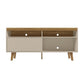 54 Inch Wooden TV Stand with 1 Door and 2 Compartments Brown and Off White By The Urban Port UPT-271304