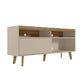 54 Inch Wooden TV Stand with 1 Door and 2 Compartments Brown and Off White By The Urban Port UPT-271304