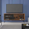 Arthur 54 Inch Wooden TV Stand with 1 Sliding Door, Walnut Brown and Black By The Urban Port