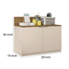 36 Inch Wooden Accent Cabinet with 2 Doors Brown and Off White By The Urban Port UPT-271306
