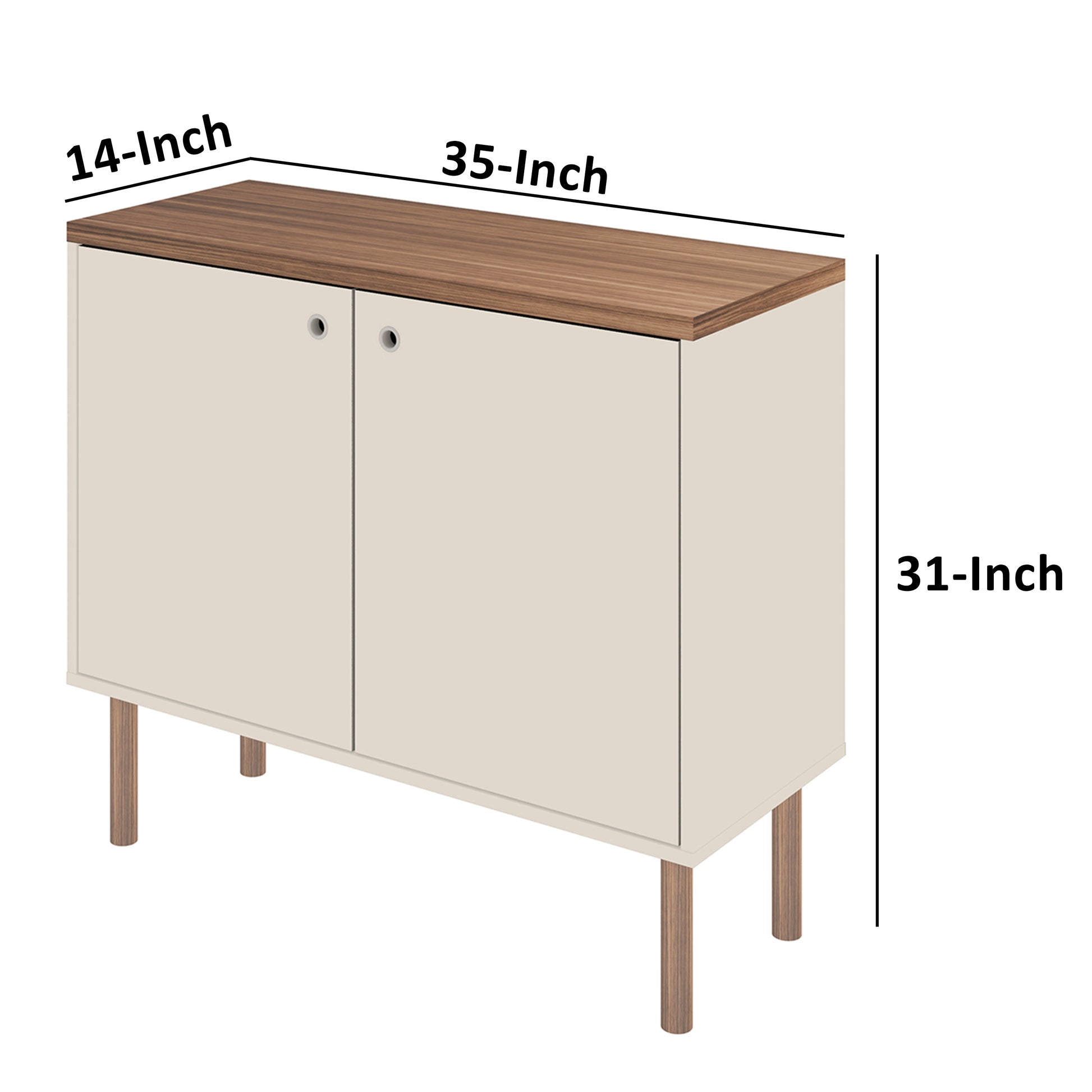 35 Inch 2 Door Wooden Storage Cabinet Rectangular 1 Shelf White Brown By The Urban Port UPT-271307