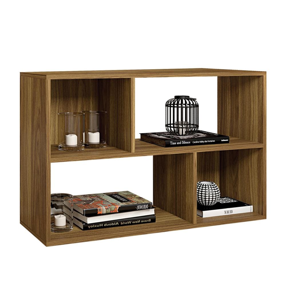 Valerie 23 Inch Wooden Bookcase with 4 Compartments and Grains Honey Brown By The Urban Port UPT-271309