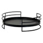 15 Inch Industrial Round Server Tray with Handle Black Iron Frame By The Urban Port UPT-271318