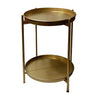 20 Inch High Round Side End Table with 2 Tier Iron Frame Matte Gold By The Urban Port UPT-271319