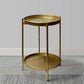 20 Inch High Round Side End Table with 2 Tier Iron Frame Matte Gold By The Urban Port UPT-271319