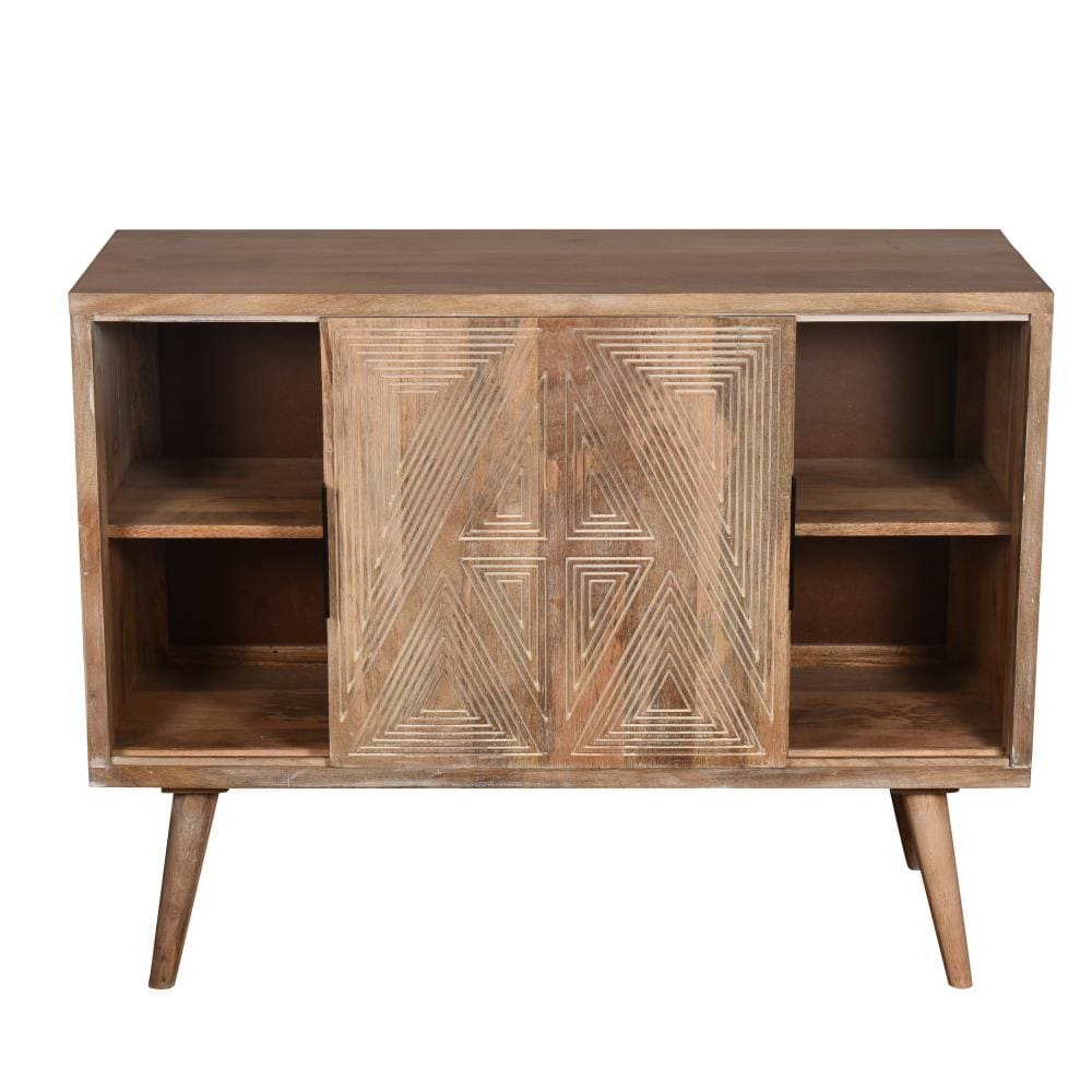 Toscana 42 Solid Wood Sideboard Buffet Cabinet with Sliding Doors - Natural Brown By The Urban Port UPT-271517