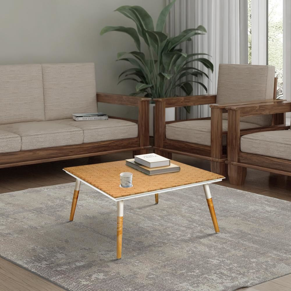 Paige 31 Inch Illusion Rectangular Wooden Coffee Table Wood Brown White By The Urban Port UPT-272004