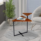 Geo Collection 21 Inch Triangular Acacia Wood Accent End Table with 2 Tier Tabletops, Brown, Black By The Urban Port