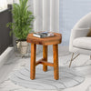 18 Inch Hexagon Acacia Wood Side Table with Live Edge Top, Warm Brown By The Urban Port