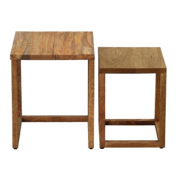 18 15 Inch Rectangular 2 Piece Mango Wood Nesting Side Table Set with Grain Details Brown By The Urban Port UPT-272018
