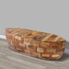 42 Inch Mango Wood Oval Canoe Shape Coffee Table Weathered Brown By The Urban Port UPT-272521