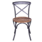 19 Inch Industrial Dining Accent Chair with Mango Wood Seat Open X Iron Backrest Metallic Gray Brown By The Urban Port UPT-272523