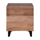 Kai 30.5 Inch Mango Wood Chest Cabinet with 3 Drawers and Embossed Geometric Design Natural Brown By The Urban Port UPT-272534