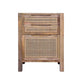 Ryan 31 Inch Cottage Mango Wood Storage Cabinet Table, Cane Rattan Panels, 3 Drawers, Natural Brown By The Urban Port
