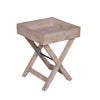 22 Inch Farmhouse Square Tray Top End Table Mango Wood X Shape Foldable Frame Washed White By The Urban Port UPT-272549