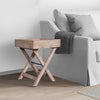 22 Inch Farmhouse Square Tray Top End Table Mango Wood X Shape Foldable Frame Washed White By The Urban Port UPT-272549
