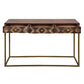 51 Inch 3 Drawer Mango Wood Console Table Diamond Textured Panels Metal Frame Brown By The Urban Port UPT-272552