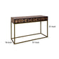 51 Inch 3 Drawer Mango Wood Console Table Diamond Textured Panels Metal Frame Brown By The Urban Port UPT-272552