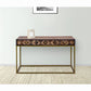 51 Inch 3 Drawer Mango Wood Console Table, Diamond Textured Panels, Metal Frame, Brown By The Urban Port