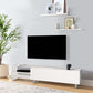 72 Inch Wood TV Console Entertainment Media Center with Storage 3 Piece Set 2 Floating Wall Shelves White By The Urban Port UPT-272745