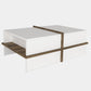 Belle 35 Inch Modern Wood Rectangular Coffee Table with Side Shelf, White and Brown By The Urban Port