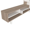 59 Inch Modern Wood TV Console Entertainment Center Stacked Shelves White and Oak Brown By The Urban Port UPT-272756