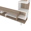 59 Inch Modern Wood TV Console Entertainment Center Stacked Shelves White and Oak Brown By The Urban Port UPT-272756