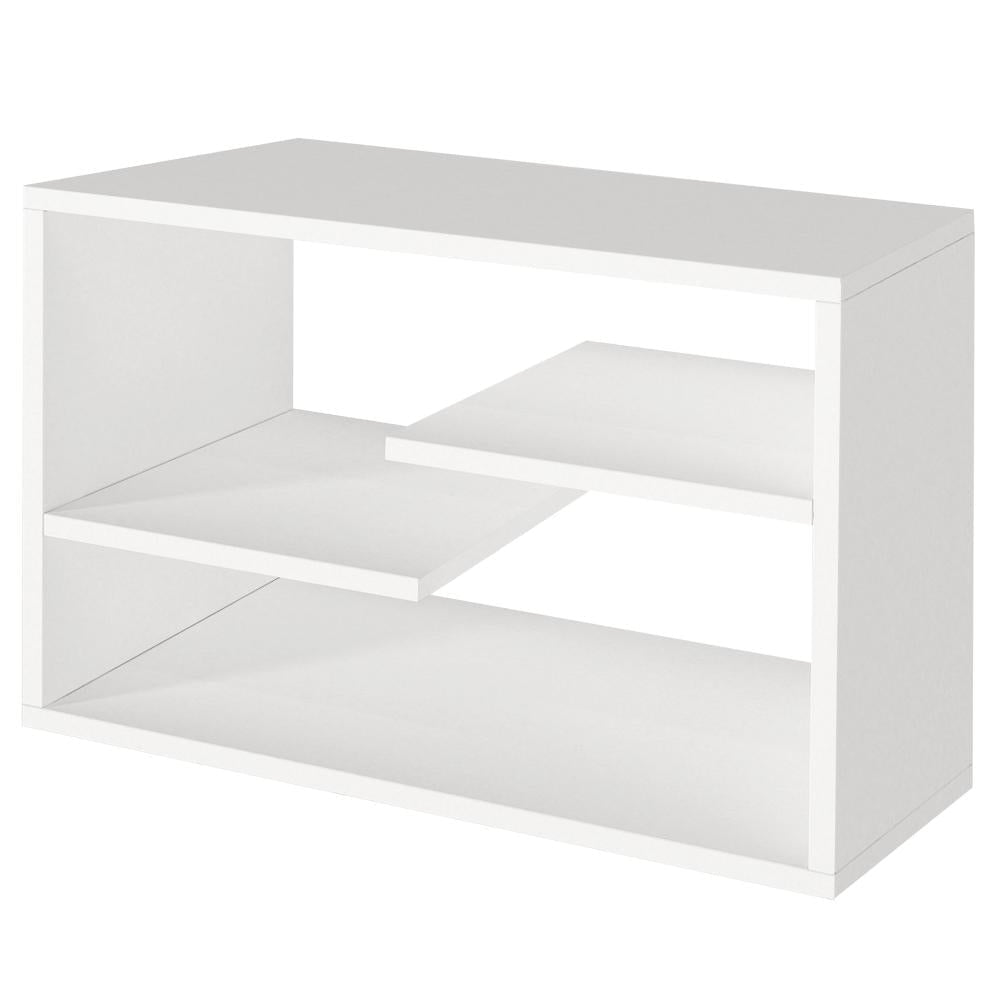 24 Inch Decorative Rectangular Wood Floating Wall Shelf with 3 Tier Storage White By The Urban Port UPT-272758