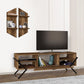 55 Inch Wood TV Console Entertainment Center 1 Drop Down Door 2 Wall Shelves Walnut Black By The Urban Port UPT-272763