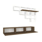 71 Inch Wall Mount TV Console Entertainment Cabinet 3 Doors 1 Floating Shelf Light Walnut White By The Urban Port UPT-272764