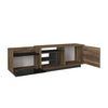 71 Inch Modern Wooden TV Console Cabinet 2 Doors 4 Open Compartments Walnut and Black By The Urban Port UPT-272765
