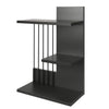 16 Inch 3 Tier Rectangular Wood Floating Wall Mount Shelf with Vertical Bars Accent, Charcoal Gray By The Urban Port