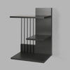 16 Inch 3 Tier Rectangular Wood Floating Wall Mount Shelf with Vertical Bars Accent Charcoal Gray By The Urban Port UPT-272767